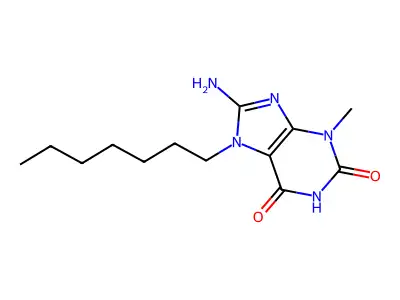 8-Amino-7-heptyl-3-methylpurine-2,6-dione structure