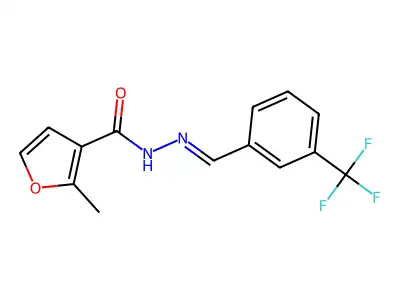 2-methyl-N-[[3-(trifluoromethyl)phenyl]methylideneamino]furan-3-carboxamide structure