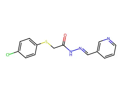 2-(4-chlorophenyl)sulfanyl-N-(pyridin-3-ylmethylideneamino)acetamide structure