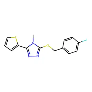 3-{[(4-fluorophenyl)methyl]sulfanyl}-4-methyl-5-(thiophen-2-yl)-4H-1,2,4-triazole structure