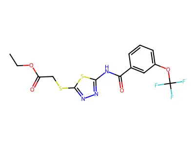 ethyl 2-[(5-{[3-(trifluoromethoxy)benzoyl]amino}-1,3,4-thiadiazol-2-yl)sulfanyl]acetate structure