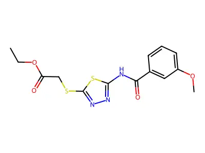 Ethyl 2-({5-[(3-methoxybenzoyl)amino]-1,3,4-thiadiazol-2-yl}sulfanyl)acetate structure