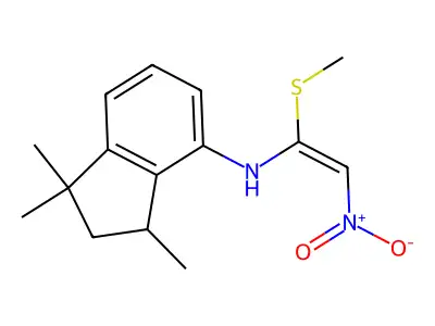 1,1,3-trimethyl-N-(1-methylsulfanyl-2-nitroethenyl)-2,3-dihydroinden-4-amine structure