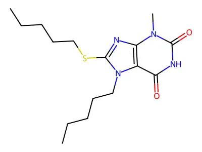 3-Methyl-7-pentyl-8-pentylsulfanylpurine-2,6-dione structure