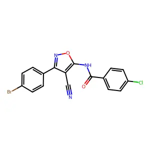 N-[3-(4-bromophenyl)-4-cyano-1,2-oxazol-5-yl]-4-chlorobenzamide structure