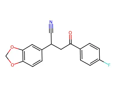 2-(1,3-Benzodioxol-5-yl)-4-(4-fluorophenyl)-4-oxobutanenitrile structure