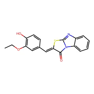 (Z)-2-(3-ethoxy-4-hydroxybenzylidene)benzo[4,5]imidazo[2,1-b]thiazol-3(2H)-one structure