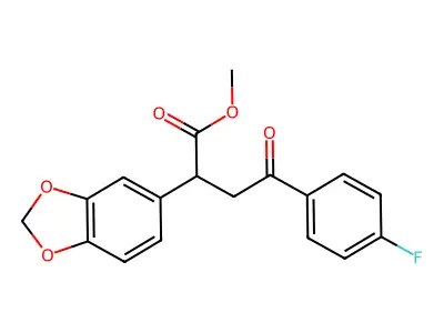 Methyl 2-(1,3-benzodioxol-5-yl)-4-(4-fluorophenyl)-4-oxobutanoate structure