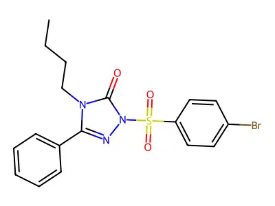 2-[(4-bromophenyl)sulfonyl]-4-butyl-5-phenyl-2,4-dihydro-3H-1,2,4-triazol-3-one structure