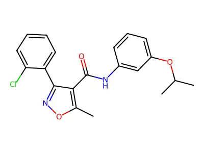 3-(2-chlorophenyl)-N-(3-isopropoxyphenyl)-5-methyl-4-isoxazolecarboxamide structure