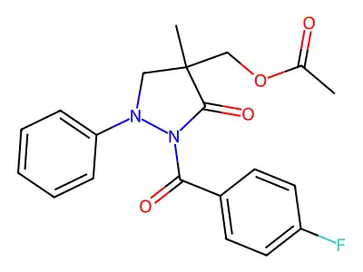 [2-(4-Fluorobenzoyl)-4-methyl-3-oxo-1-phenylpyrazolidin-4-yl]methyl acetate structure