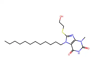 7-Dodecyl-8-(2-hydroxyethylsulfanyl)-3-methylpurine-2,6-dione structure