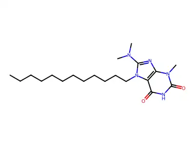 8-(dimethylamino)-7-dodecyl-3-methyl-3,7-dihydro-1H-purine-2,6-dione structure