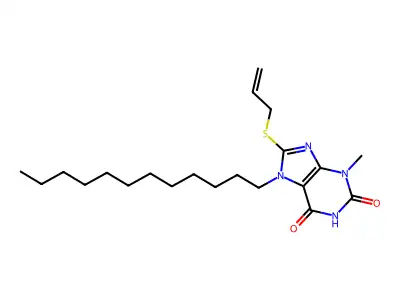 8-(allylsulfanyl)-7-dodecyl-3-methyl-3,7-dihydro-1H-purine-2,6-dione structure