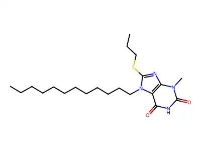 7-dodecyl-3-methyl-8-(propylsulfanyl)-3,7-dihydro-1H-purine-2,6-dione structure