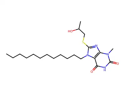 7-dodecyl-8-[(2-hydroxypropyl)sulfanyl]-3-methyl-3,7-dihydro-1H-purine-2,6-dione structure