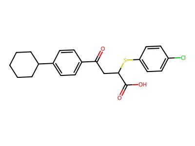 2-((4-Chlorophenyl)sulfanyl)-4-(4-cyclohexylphenyl)-4-oxobutanoic acid structure