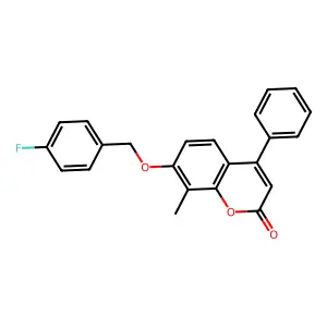 7-((4-fluorobenzyl)oxy)-8-methyl-4-phenyl-2H-chromen-2-one structure