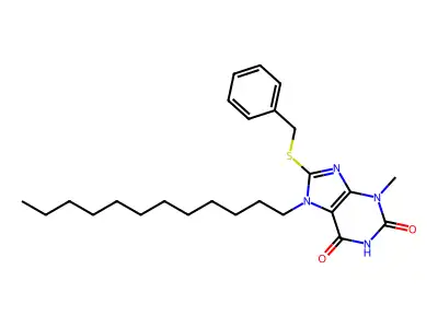 8-Benzylsulfanyl-7-dodecyl-3-methylpurine-2,6-dione structure