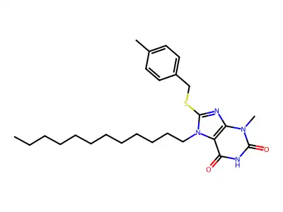7-Dodecyl-3-methyl-8-[(4-methylphenyl)methylsulfanyl]purine-2,6-dione structure