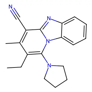 2-Ethyl-3-methyl-1-pyrrolidin-1-ylpyrido[1,2-a]benzimidazole-4-carbonitrile structure