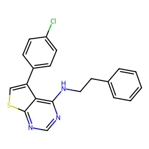 5-(4-chlorophenyl)-N-(2-phenylethyl)thieno[2,3-d]pyrimidin-4-amine structure