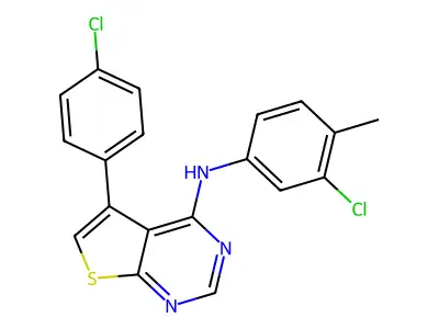 N-(3-chloro-4-methylphenyl)-5-(4-chlorophenyl)thieno[2,3-d]pyrimidin-4-amine structure