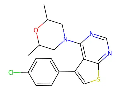 4-(5-(4-Chlorophenyl)thieno[2,3-d]pyrimidin-4-yl)-2,6-dimethylmorpholine structure