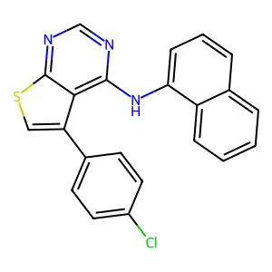 5-(4-chlorophenyl)-N-(naphthalen-1-yl)thieno[2,3-d]pyrimidin-4-amine structure