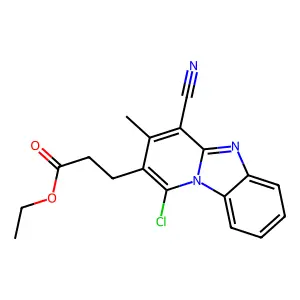 Ethyl 3-(1-chloro-4-cyano-3-methylpyrido[1,2-a]benzimidazol-2-yl)propanoate structure