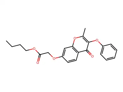 butyl [(2-methyl-4-oxo-3-phenoxy-4H-chromen-7-yl)oxy]acetate structure