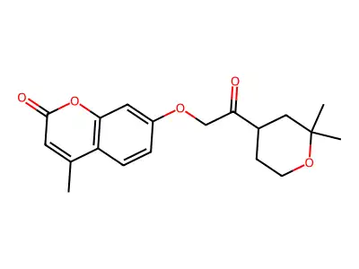 7-(2-(2,2-dimethyltetrahydro-2H-pyran-4-yl)-2-oxoethoxy)-4-methyl-2H-chromen-2-one structure