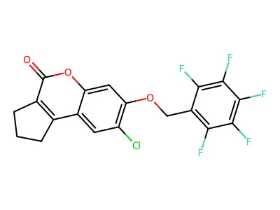 8-chloro-7-[(pentafluorobenzyl)oxy]-2,3-dihydrocyclopenta[c]chromen-4(1H)-one structure