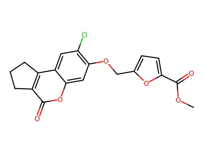 methyl 5-(((8-chloro-4-oxo-1,2,3,4-tetrahydrocyclopenta[c]chromen-7-yl)oxy)methyl)furan-2-carboxylate structure