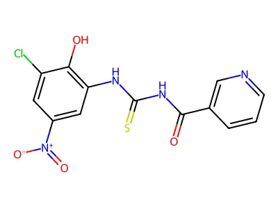 N-[(3-chloro-2-hydroxy-5-nitrophenyl)carbamothioyl]pyridine-3-carboxamide structure
