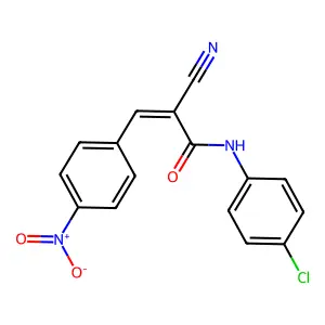 (E)-N-(4-chlorophenyl)-2-cyano-3-(4-nitrophenyl)prop-2-enamide structure
