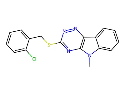 3-[(2-Chlorophenyl)methylsulfanyl]-5-methyl-[1,2,4]triazino[5,6-b]indole structure