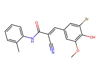 3-(3-bromo-4-hydroxy-5-methoxyphenyl)-2-cyano-N-(2-methylphenyl)prop-2-enamide structure