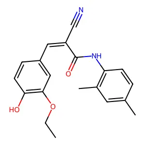 (E)-2-cyano-N-(2,4-dimethylphenyl)-3-(3-ethoxy-4-hydroxyphenyl)prop-2-enamide structure