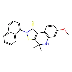 7-methoxy-4,4-dimethyl-2-naphthalen-1-yl-5H-[1,2]thiazolo[5,4-c]quinoline-1-thione structure