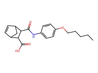 3-{[4-(Pentyloxy)anilino]carbonyl}bicyclo[2.2.1]hept-5-ene-2-carboxylic acid structure