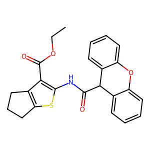 ethyl 2-(9H-xanthene-9-carbonylamino)-5,6-dihydro-4H-cyclopenta[b]thiophene-3-carboxylate structure
