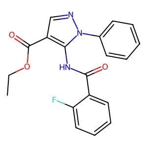 Ethyl 5-(2-fluorobenzamido)-1-phenyl-1H-pyrazole-4-carboxylate structure