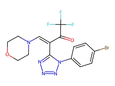 3-[1-(4-bromophenyl)-1H-1,2,3,4-tetraazol-5-yl]-1,1,1-trifluoro-4-morpholinobut-3-en-2-one structure