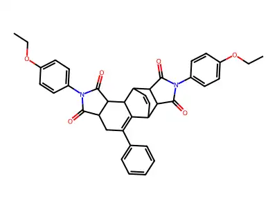 2,8-bis(4-ethoxyphenyl)-5-phenyl-3a,4,6,6a,9a,10,10a,10b-octahydro-6,10-ethenoisoindolo[5,6-e]isoindole-1,3,7,9(2H,8H)-tetrone structure
