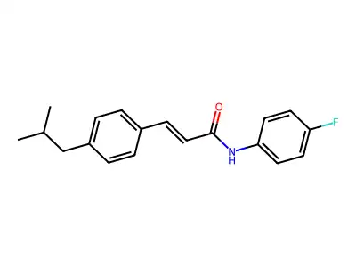 N-(4-fluorophenyl)-3-[4-(2-methylpropyl)phenyl]prop-2-enamide structure