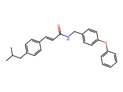 3-[4-(2-methylpropyl)phenyl]-N-[(4-phenoxyphenyl)methyl]prop-2-enamide structure