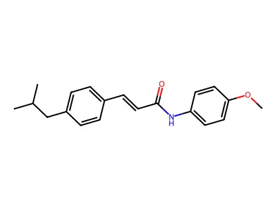 3-(4-isobutylphenyl)-N-(4-methoxyphenyl)prop-2-enamide structure