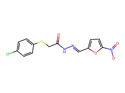 2-(4-chlorophenyl)sulfanyl-N-[(5-nitrofuran-2-yl)methylideneamino]acetamide structure