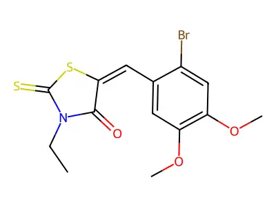 5-[(2-bromo-4,5-dimethoxyphenyl)methylene]-3-ethyl-2-thioxo-1,3-thiazolan-4-one structure